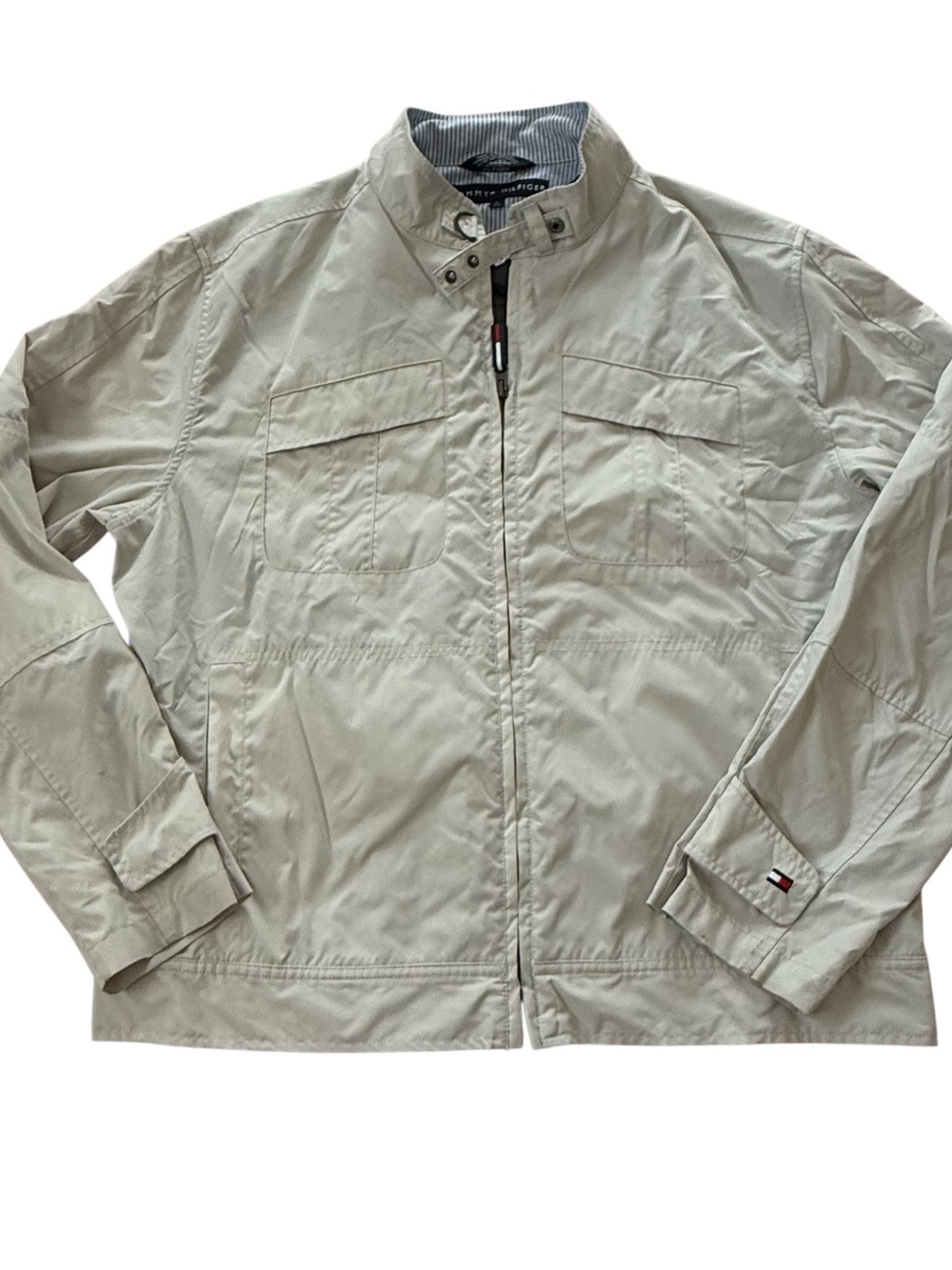 Tommy Hilfiger vintage Men's Light Beige Field biker wind breaker Jacket